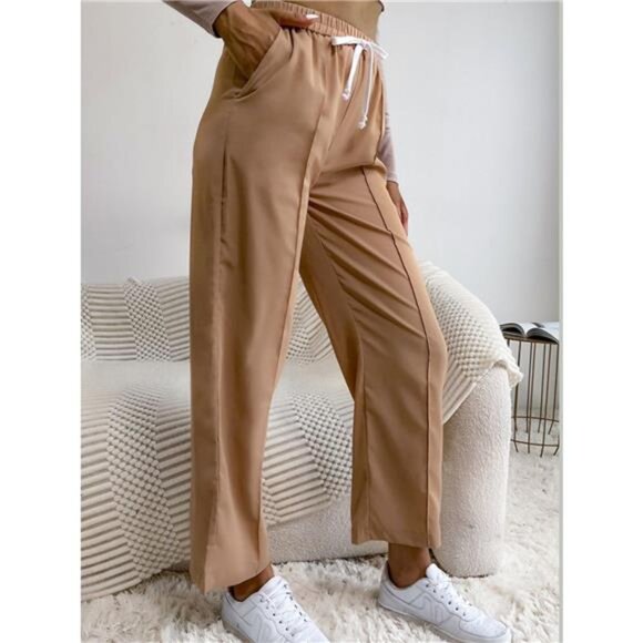 Wide Leg Drawstring Casual Pants - Picture 2 of 8
